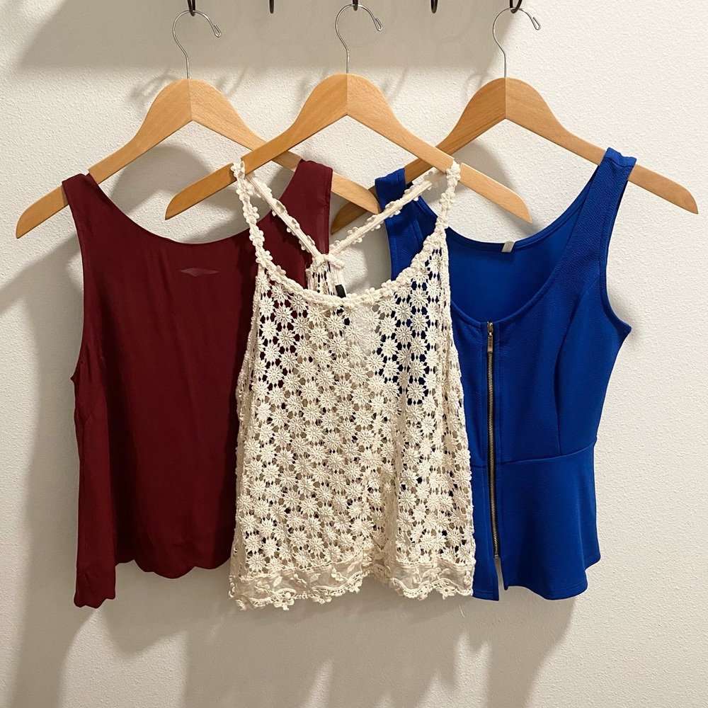 [SOLD] Bundle of 3 Papaya / DNA Couture Stylish Tank Tops